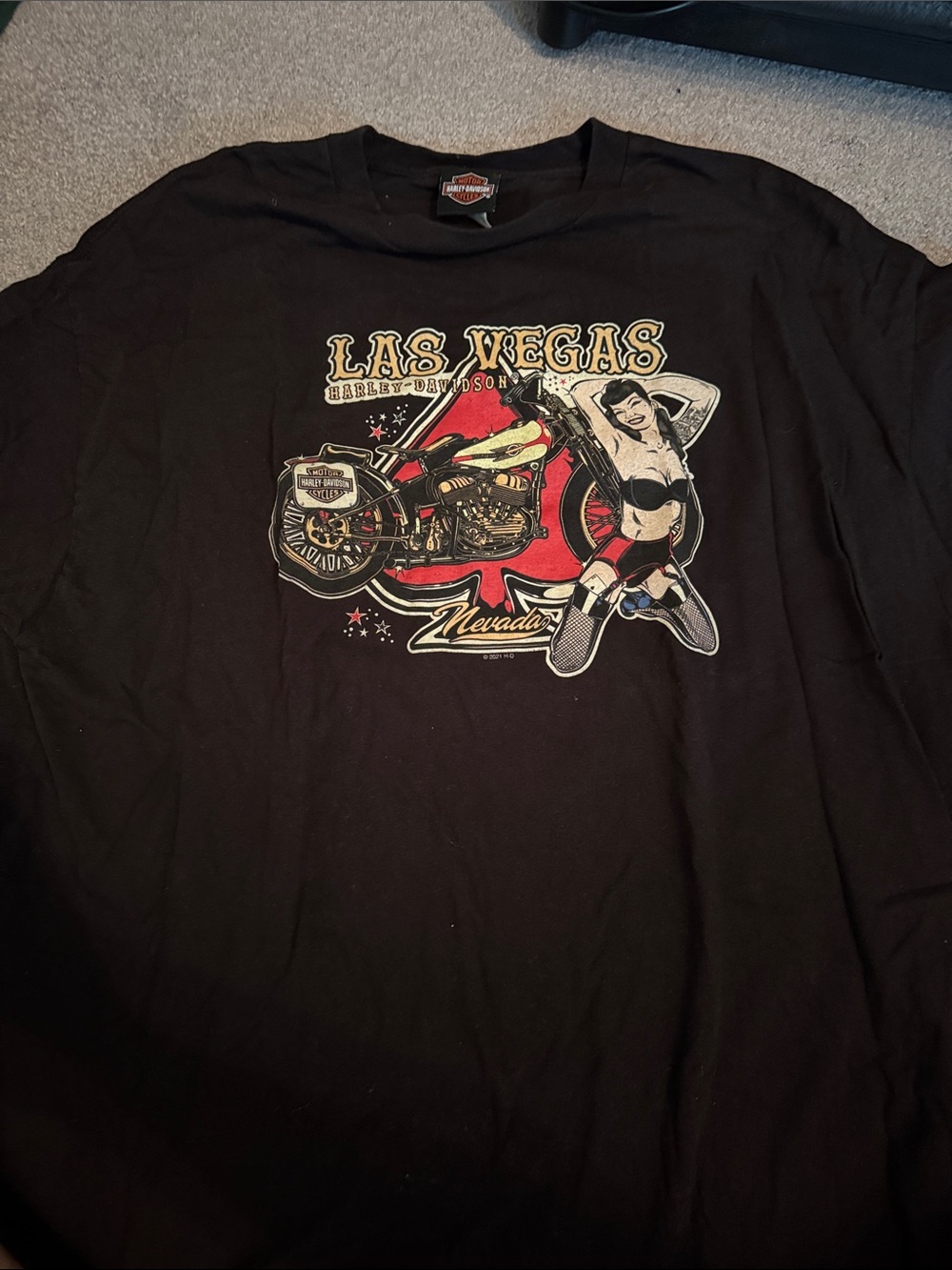 Harley-Davidson Black Las Vegas Motorcycle Pinup Graphic Tee